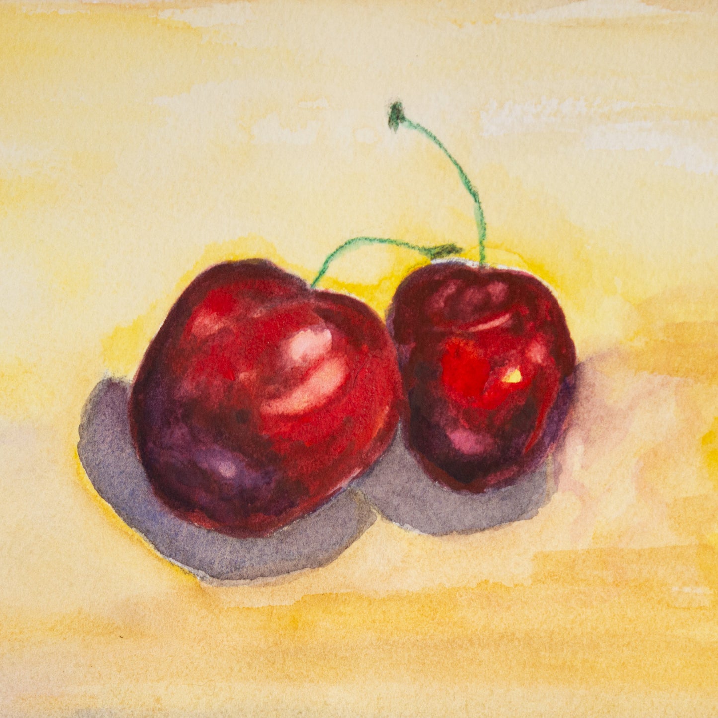 2 Cherries Watercolor Painting