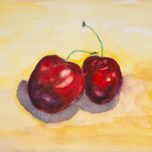 2 Cherries Watercolor Painting