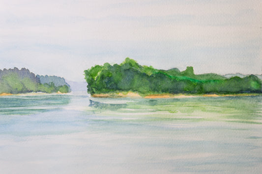 Ohio River at Elizabethtown Watercolor Painting